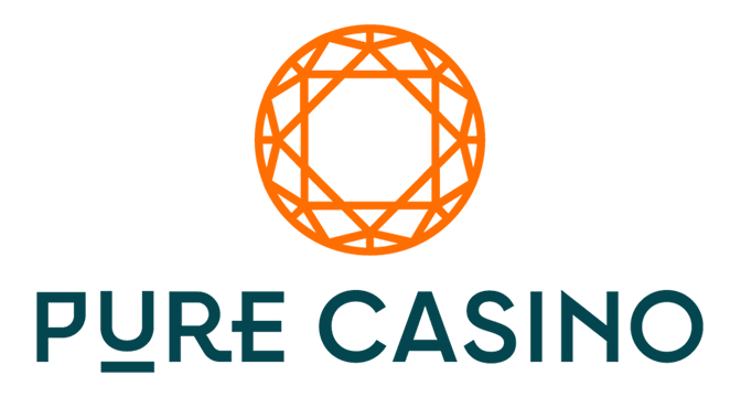 Pure Casino dashboard showing game lobby and login interface